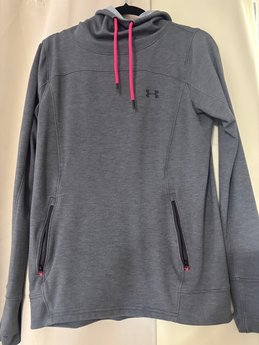 Under Armour Heather Gray high neck with Pink Drawcords
